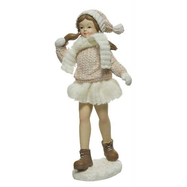Χριστουγεννιάτικο Διακοσμητικό Κορίτσι Λευκό (17cm)